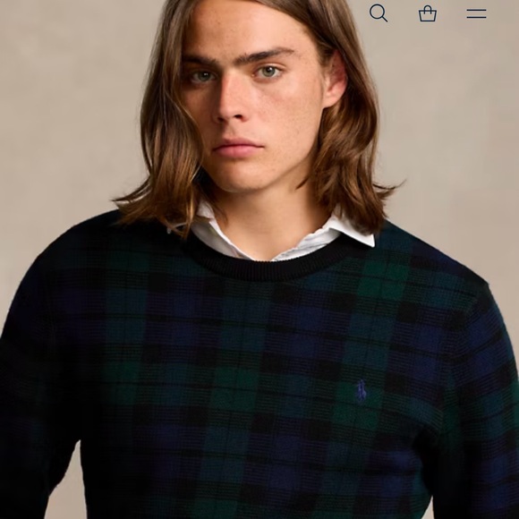 NWOT Polo Ralph Lauren Plaid Washable Wool Sweater - Picture 3 of 9